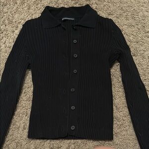 Brandy Melville Black Ribbed Cardigan